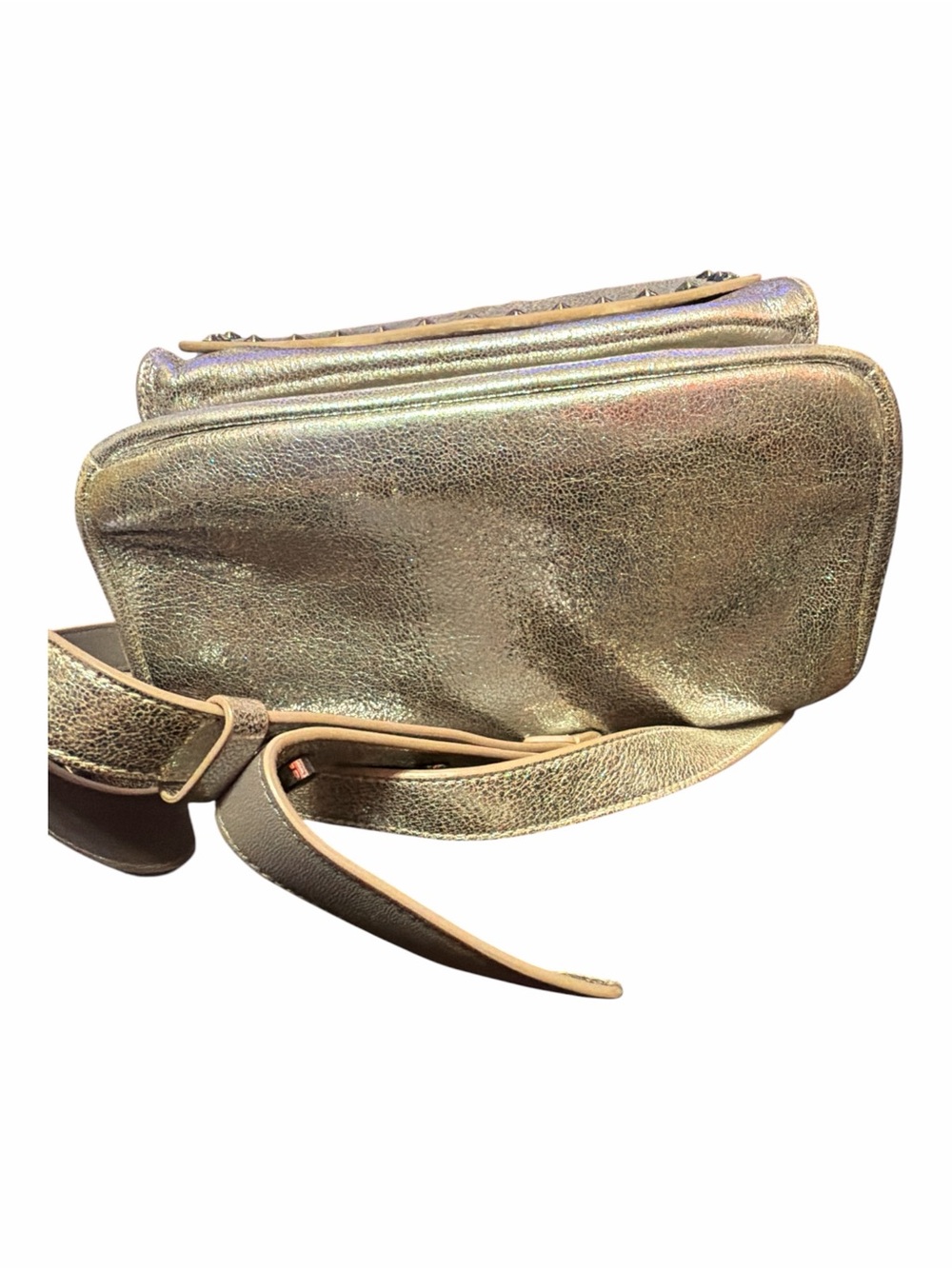 JIMMY CHOO Gold Metallic Leather Star Studded Cassie Backpack Handbag - Picture 5 of 9